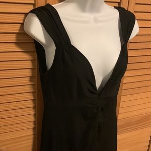 Black loft dress in good condition, plunging neckline